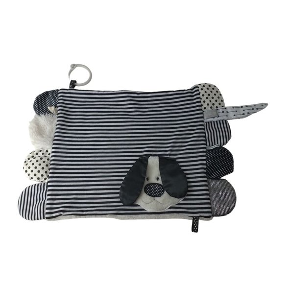 Demdaco Dog Activity Blankie Lift The Spirit Lovey Black & White 11" x 16" - Picture 1 of 3